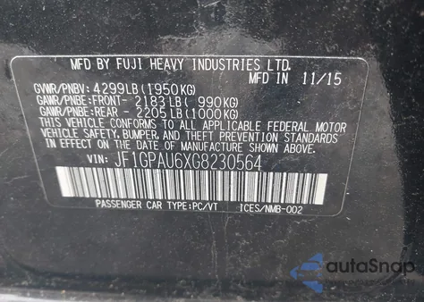 2016 Subaru Impreza 2.0I Sport Limited z USA, uszkodzony, nr VIN JF1GPAU6XG8230564